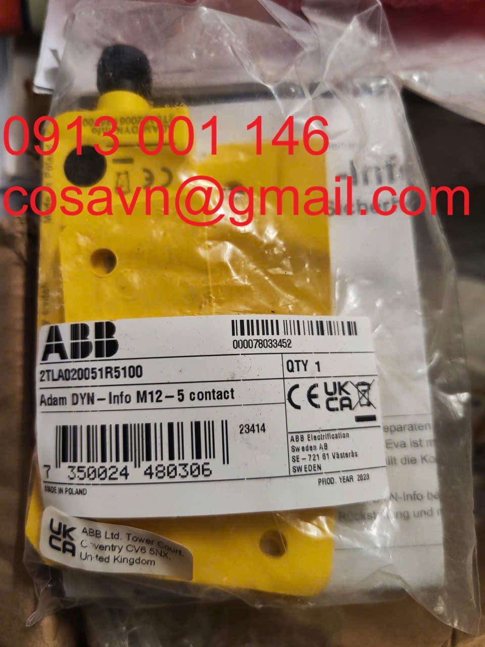 ABB  Cảm biến an toàn không tiếp xúc ABB Adam DYN-Info M12-5 2TLA020051R5100